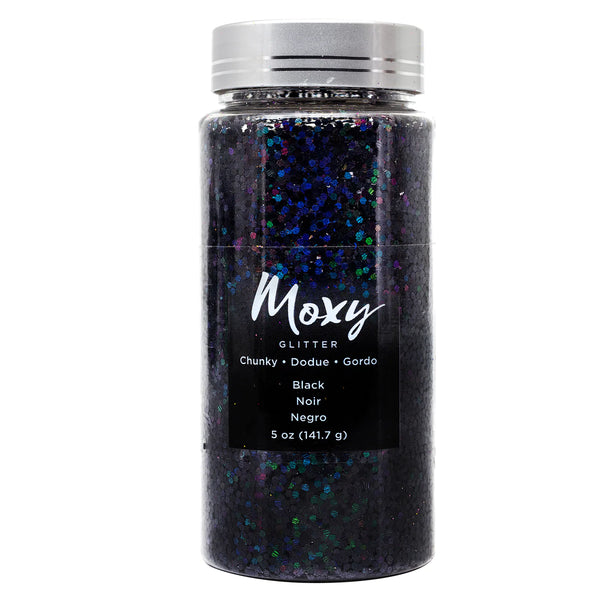 American Craft, Moxy Chunky Glitter, 5oz Bottle, Black