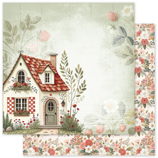 Paper Rose, 12X12 Double Sided Paper, Strawberry Friends - C (34869)