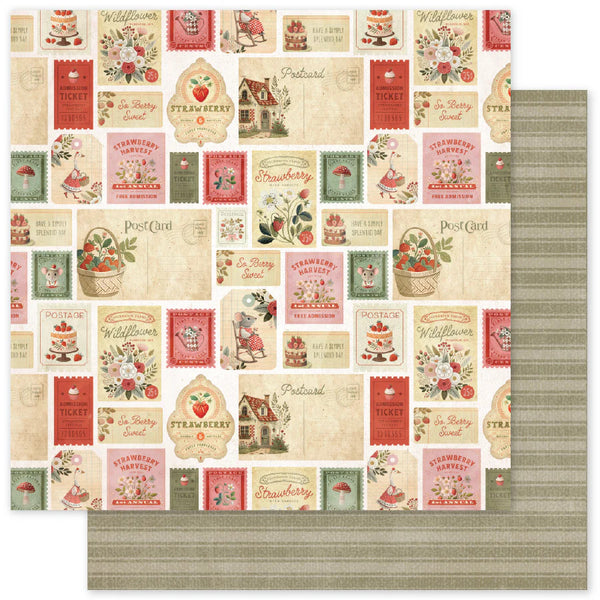 Paper Rose, 12X12 Double Sided Paper, Strawberry Friends - E (34878)
