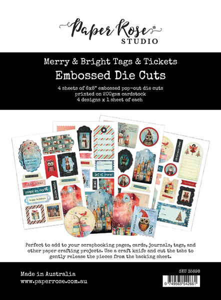 Paper Rose Studio, Embossed Die Cuts, Tags & Tickets, Merry & Bright (#35698)