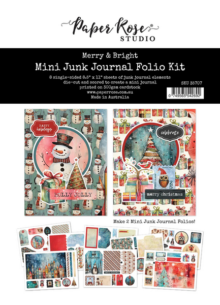 Paper Rose Studio, Mini Junk Journal Folio Kit, Merry and Bright (#35707)