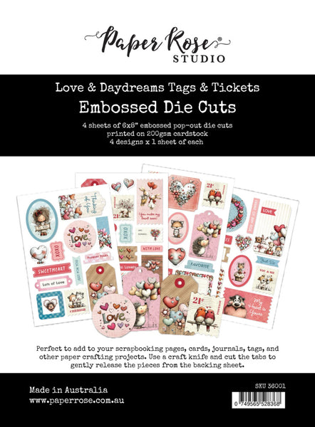 Paper Rose, 6x8 Embossed Die Cuts, Love & Daydreams, Tags & Tickets (36001) - Scrapbooking Fairies