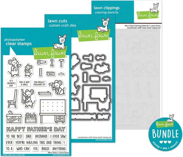 Lawn Fawn, Stamps, Dies & Coloring Stencil Bundle, Mice Tools (LF4065, LF4066 & LF4067)