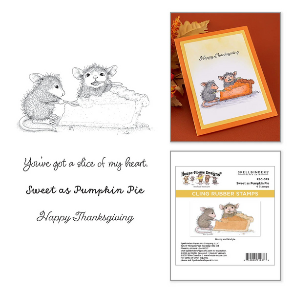 Spellbinders, House Mouse Cling Rubber Stamp, Holiday Dreams Collection, Sweet as Pumpkin Pie (RSC-079)