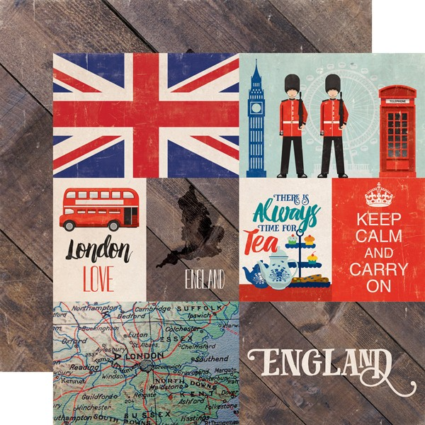 Echo Park, Around The World Double-Sided Cardstock 12"X12", England