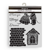 Stamperia, Stencil 7.87"X9.84", Family, House and Mice (KSTD196)