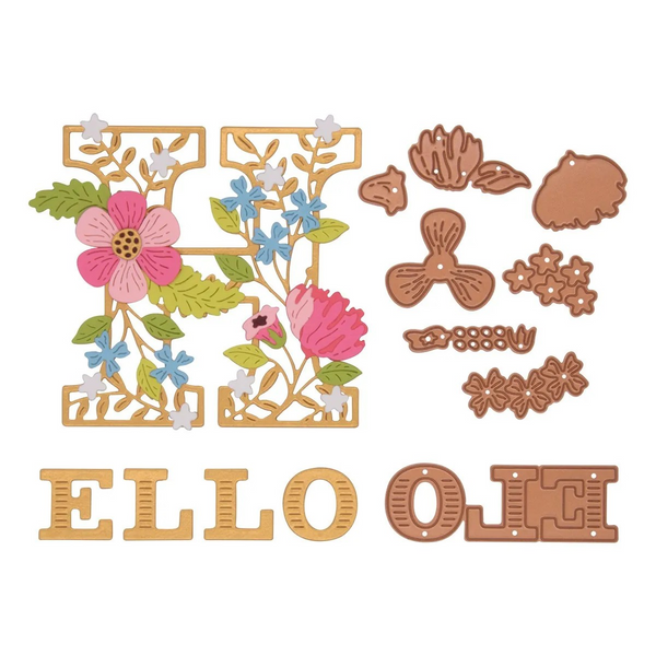 Spellbinders Etched Dies, Small Die Of The Month, Blooming Hello (DOM-DEC24)