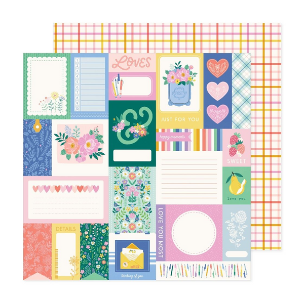 American Crafts Patterned Double-Sided Cardstock 12"X12", Poppy & Pear, Details (34025786)
