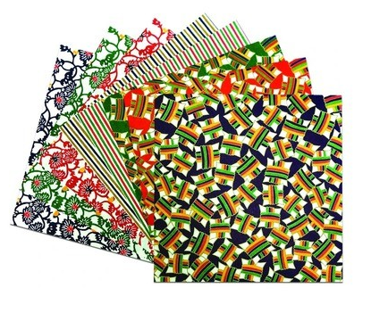 Yasutomo, Authentic Origami Washi Paper, Yuzen Patterns: 24 sheets, 8 Designs, 5 7/8”