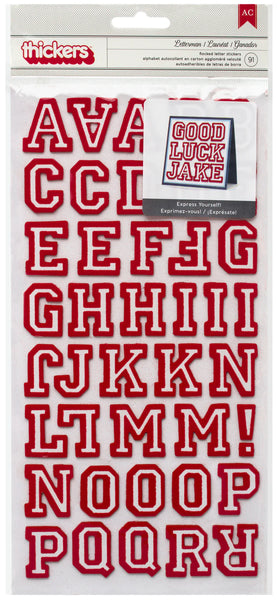 American Crafts, Thickers Alphabet Stickers, Letterman Crimson