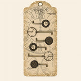 Graphic 45 Staples Metal Clock Keys 6/Pkg, Antique Brass 2"X1" To 3"X1.125"