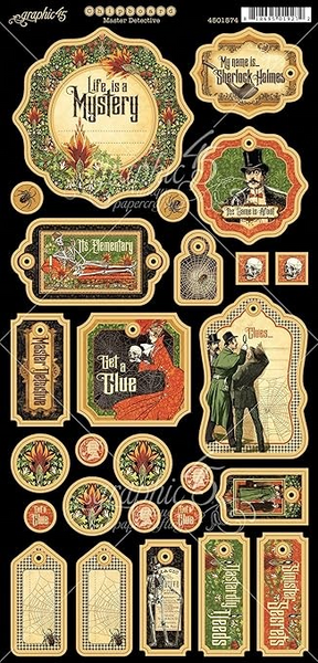 Graphic 45 Master Detective Collection, Chipboard Die-Cuts 6"X12" Sheet (4501574)