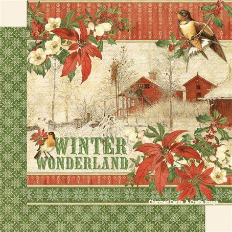 Vintage Winter Wonderland Digital Paper Graphic by