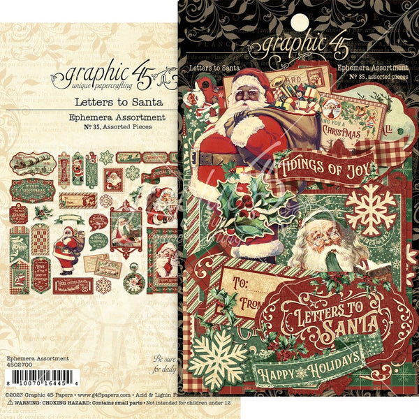 Graphic 45 Ephemera Die-Cut Assortment, Letters to Santa