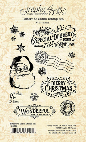Graphic 45 Clear Stamp Set, Letters To Santa