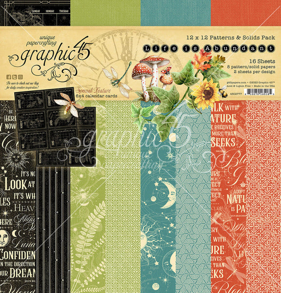 Graphic 45 Collection Pack 12"X12", Patterns & Solids, Life Is Abundant