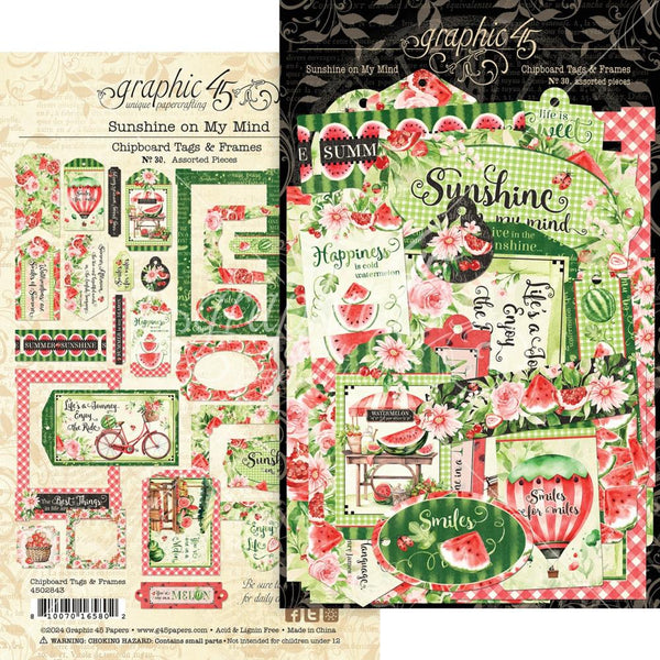 Graphic 45 Die-Cut Assortment, Tags & Frames, Sunshine On My Mind