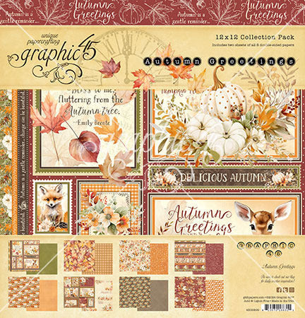 Graphic 45 Collection Pack 12"X12", Autumn Greetings
