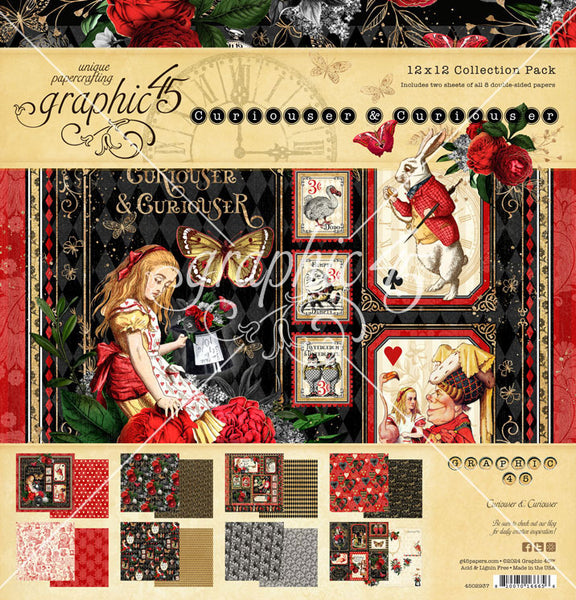 Graphic 45 Collection Pack 12"X12", Curiouser & Curiouser