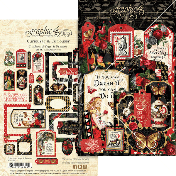 Graphic 45, Die-Cut Assortment Tags & Frames, Curiouser & Curiouser (4502942)