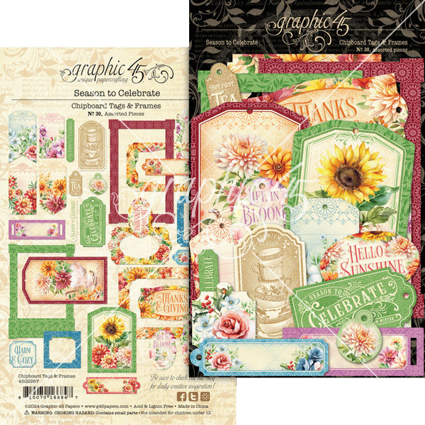 Graphic 45 Die-Cut Assortment, Tags & Frames, Season To Celebrate (4502957)