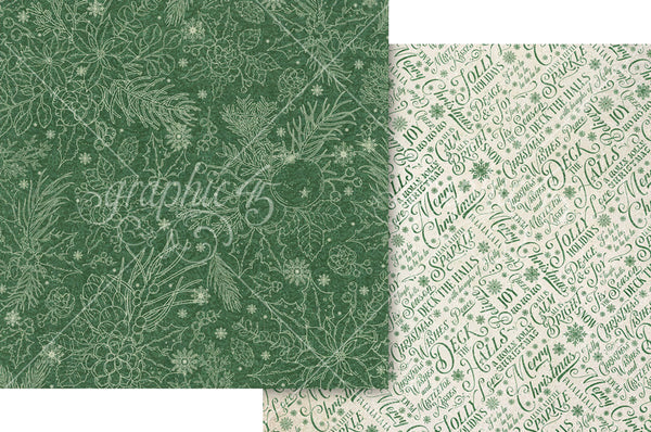 Graphic 45, Deck The Halls, Double-Sided Cardstock 12"X12", Boughs Of Holly (4503083)