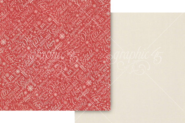 Graphic 45, Deck The Halls, Double-Sided Cardstock 12"X12", Snowdrift White Pattern & Solid (4503090)