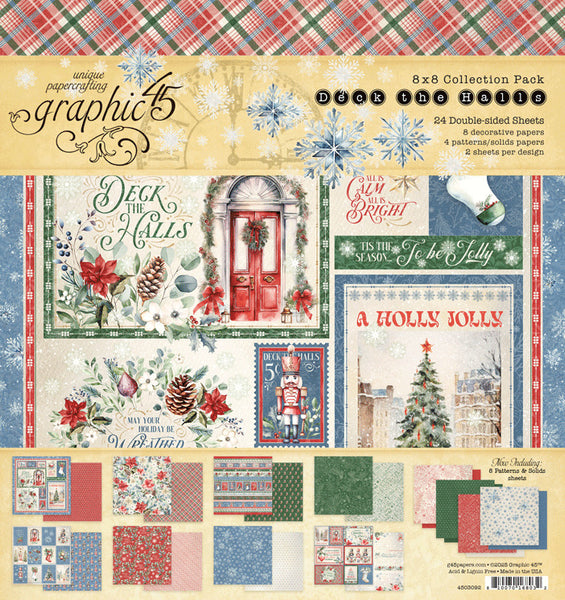 Graphic 45 Collection Pack 8"X8", Deck The Halls (4503092)