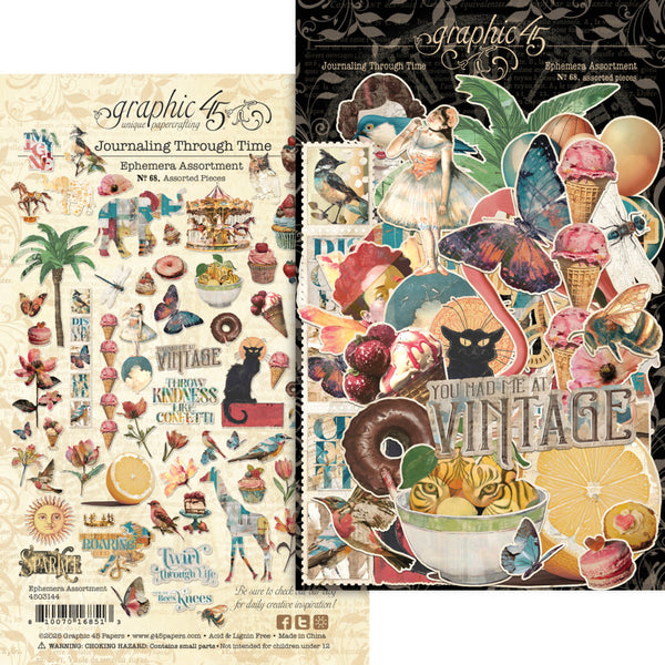 Graphic 45 Ephemera Set, Journaling Through Time