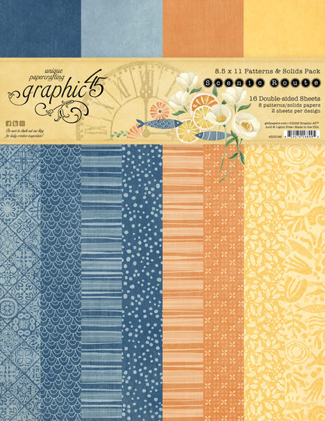 Graphic 45 Patterns & Solids Collection Pack 8.5"X11", Scenic Route (#4503196)
