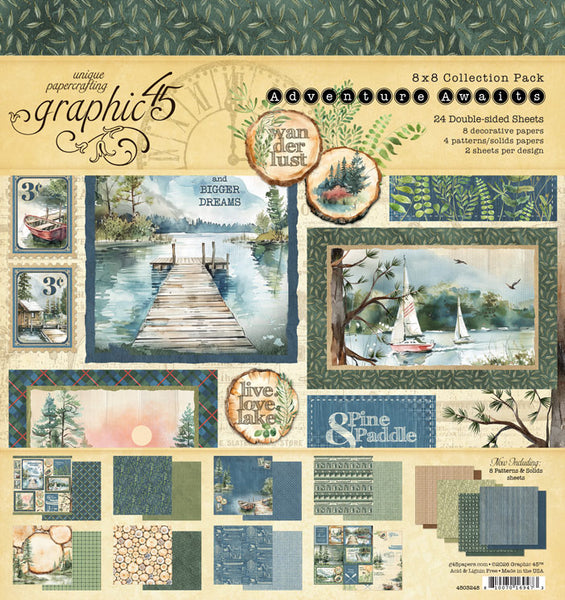 Graphic 45 Collection Pack 8"X8", Adventure Awaits (4503248)