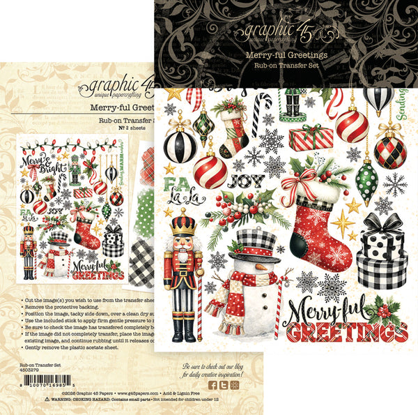 Graphic 45, Rub-on Transfers, Merry-ful Greetings (4503279)