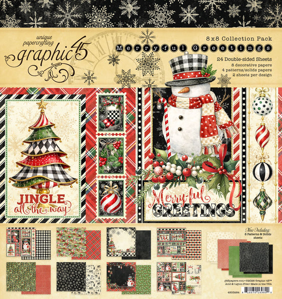 Graphic 45 Collection Pack 8"X8", Merry-ful Greetings (4503284)