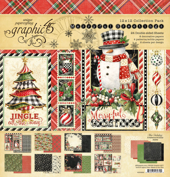 Graphic 45 Collection Pack 12"X12", Merry-ful Greetings (4503285)