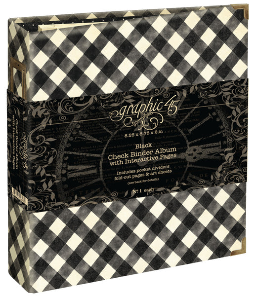 Graphic 45, Check Binder Album with Interactive Pages, Black (4503316)