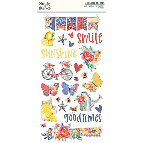 Simple Stories Chipboard Stickers 6"X12", Simple Vintage Linen Market (22720)