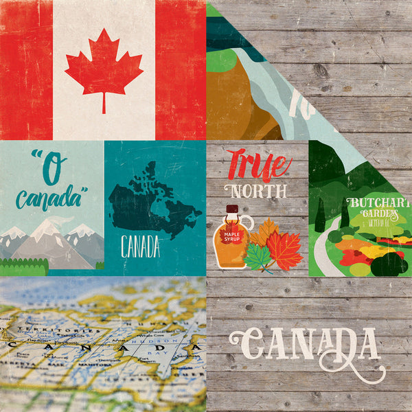 Around The World Double-Sided Cardstock 12"X12", CANADA - Scrapbooking Fairies