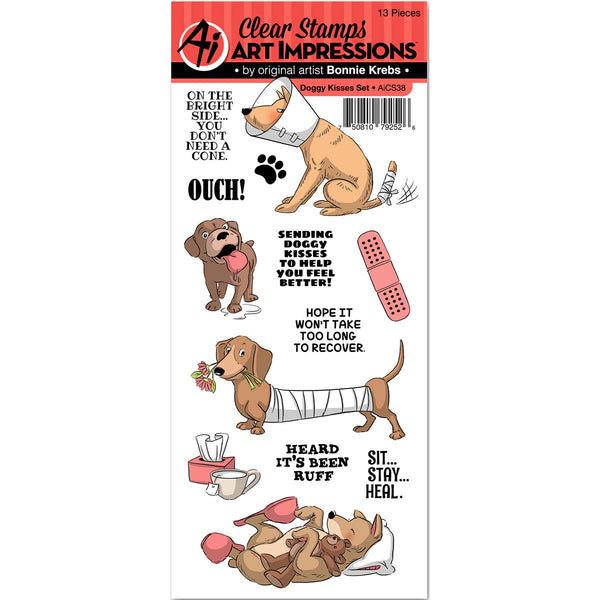 Art Impressions Funny Farm Cling Rubber Stamp, Doggy Kisses - Scrapbooking Fairies