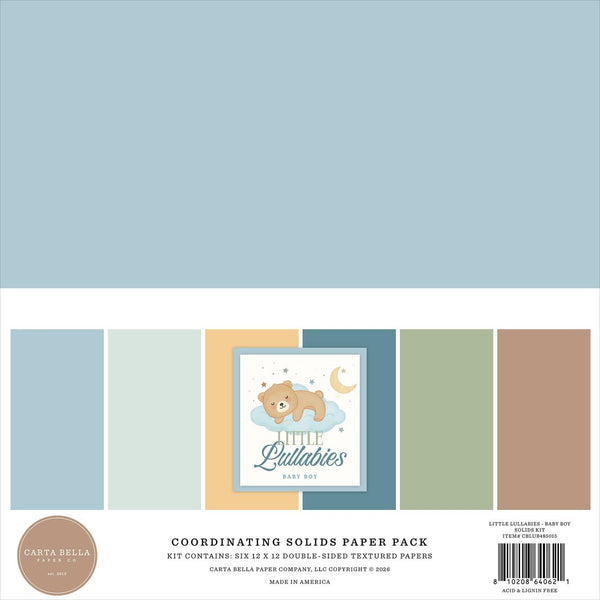 Carta Bella, Solids Collection Kit 12"X12", Little Lullabies, Baby Boy (CBLUB485015)