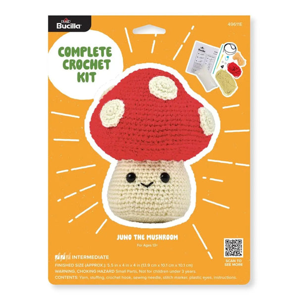 Bucilla, Amigurumi Crochet Kit, 5" Juno the Mushroom (49611E)