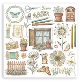 Stamperia, Assortment Rub-On Kit 6/Pkg, Daisy Art