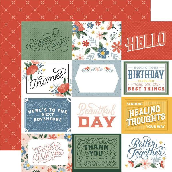 Echo Park Paper, Salutations No. 2 Double-Sided Cardstock 12"X12", 4 x 3 Journaling Cards