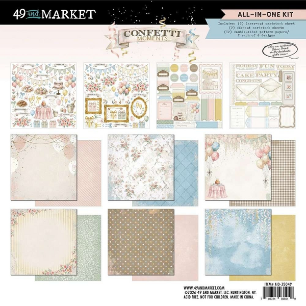 49 And Market, All-In-One Paper Collection Kit, 12"x12", Confetti Moments (AIO-35049)