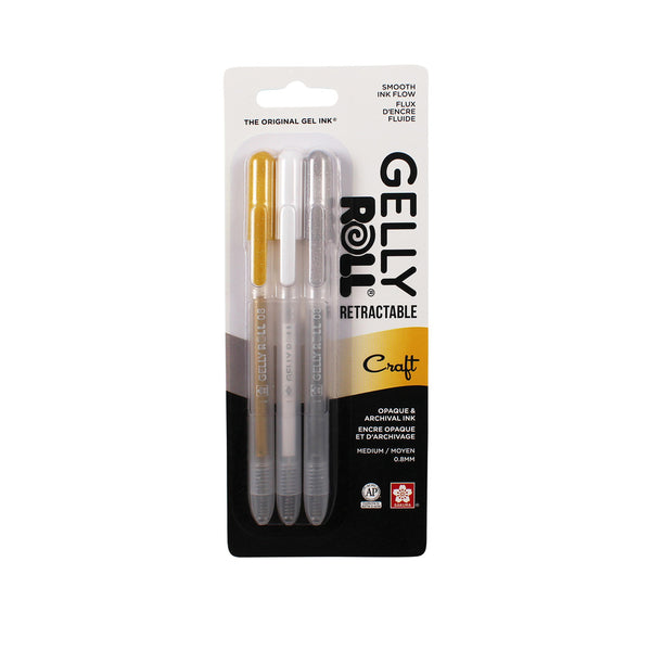 Sakura Gelly Roll Retractable Medium Point Pens 3/Pkg, Craft