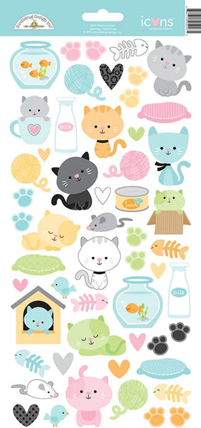 Doodlebug Design Cardstock Stickers Icons, Kitten Smitten