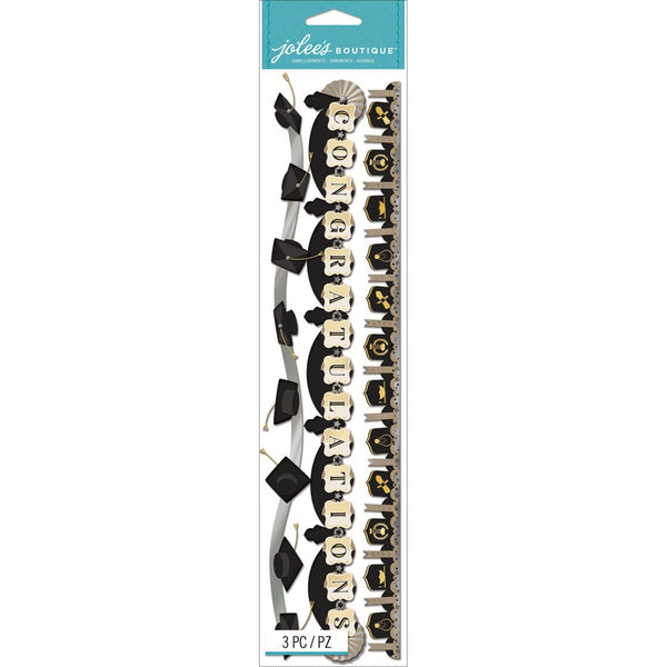 Jolee's Boutique Dimensional Stickers, Graduation, 3/pcs (11.375" Long)