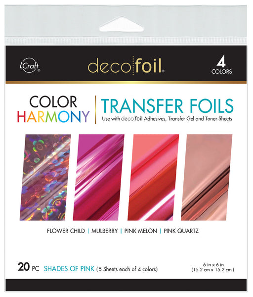 iCraft, Therm-O-Web, Deco Foil 6X6 Color Harmony, Transfer Foils, Shades of Pink (20 Sheets)