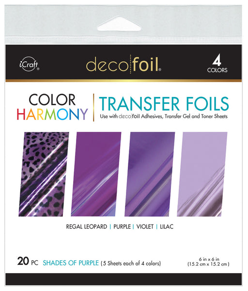 iCraft, Therm-O-Web, Deco Foil 6X6 Color Harmony, Transfer Foils, Shades of Purple (20 Sheets)