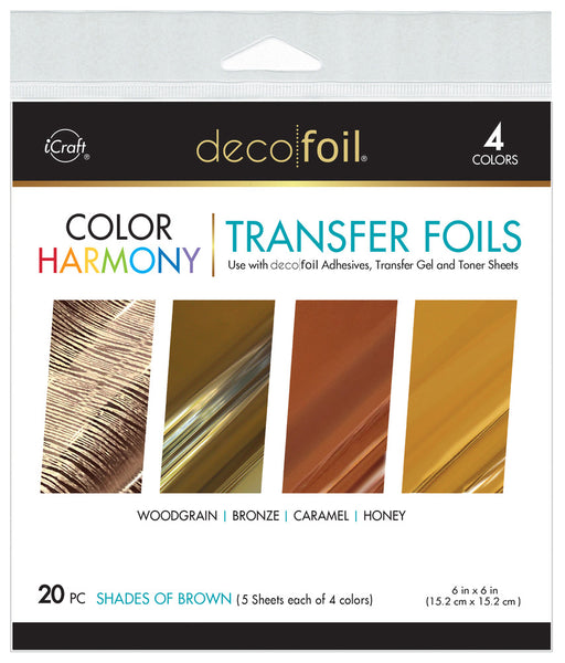 iCraft, Therm-O-Web, Deco Foil 6X6 Color Harmony, Transfer Foils, Shades of Brown (20 Sheets)