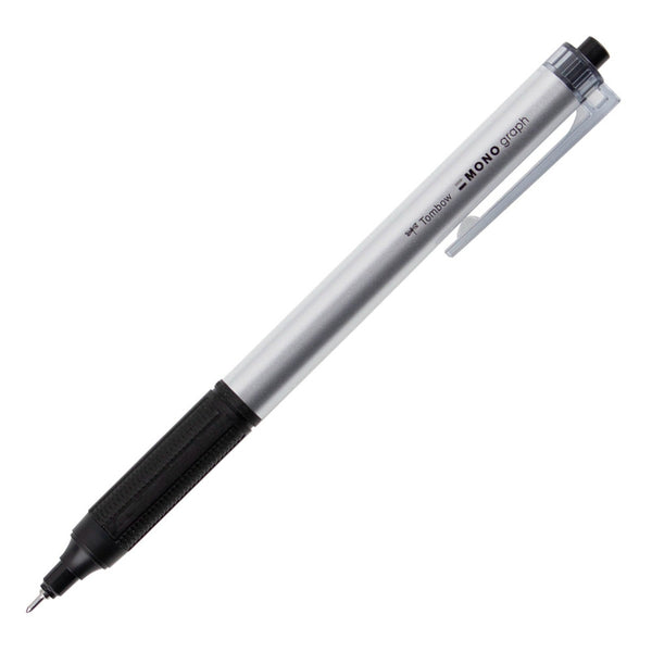 Tombow MONO Graph Lite Refillable Ballpoint Pen, Silver, Black Ink